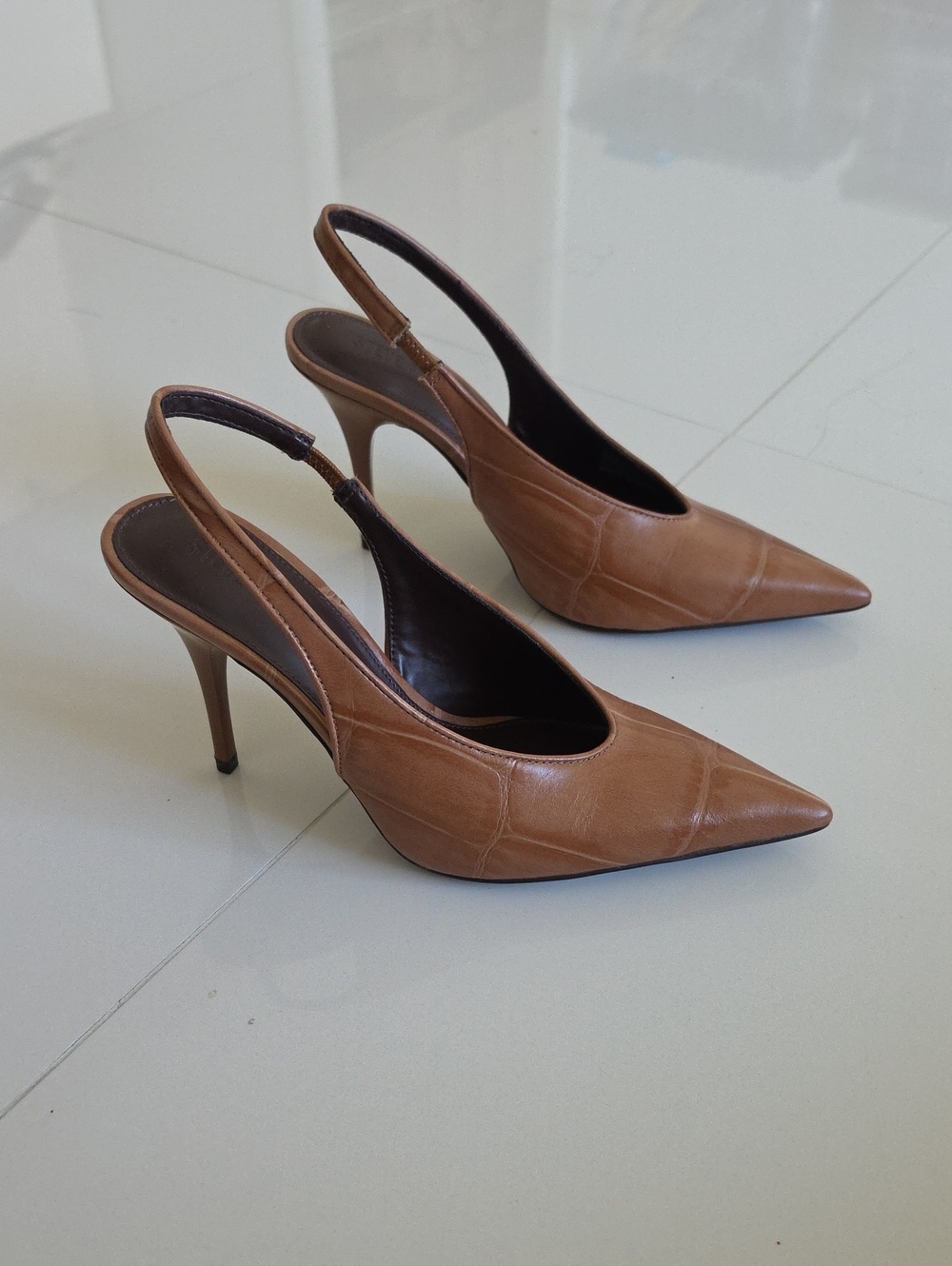 Steve Madden Cognac Pointed-Toe Slingback Heels